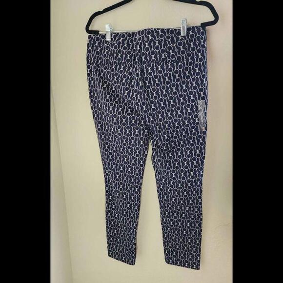 Ralph Lauren Navy Chain Link Print Pants Size 10 - Picture 2 of 6